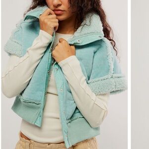 We The Free People Peachy Soft Velvety Cozy Sherpa Lining Vest XL